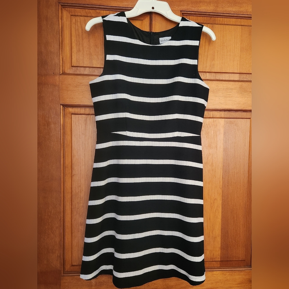 Black and White Striped Sleeveless Dress By GABRIELA ROCHA